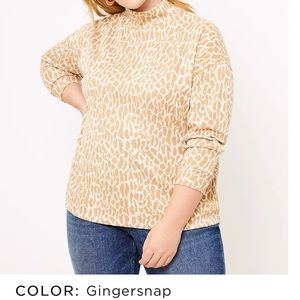 LOFT Plus Animal Spotted Mock Neck Top